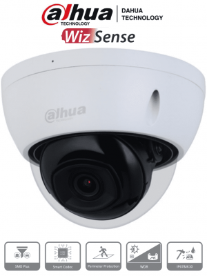 DAHUA IPC-HDBW2541E-S - Cámara IP domo antivandálica 5 MP, cuenta con lente de 2.8 mm y visión de 111°. Ofrece visión nocturna IR 30 m, WizSense, SMD Plus, micrófono integrado, PoE, ranura MicroSD, protección IP67 e IK10, WDR real de 120 dB y H.265+. - Image 1