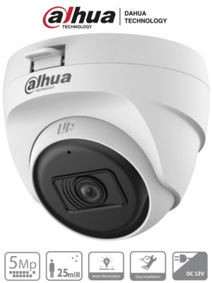 DAHUA HAC-T1A51N-U-28-S2 - Cámara Domo de 5 Megapixeles/ Lente de 2.8mm/ 106 Grados de Apertura/ IR de 25 Mts/ Uso Interior/ Soporta HDCVI/AHD/TVI y CBVS/ - Image 1