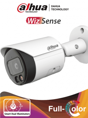 DAHUA IPC-HFW2549S-S-IL  - Camara Bullet IP 5 Megapixeles/ Iluminador Dual Inteligente+Full Color/ WizSense/ Lente de 2.8mm/ 111 Grados de Apertura/ Microfono Integrado/ 30 Mts de IR y Luz Visible/ Metal/ Ranura MicroSD / SMD Plus/ PoE - Image 1