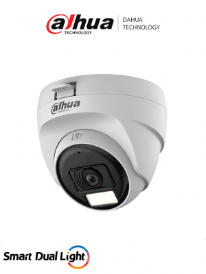 DAHUA HAC-T1A21N-U-IL-A - Cámara Domo de 2 MP Serie Cooper/ Lente de 2.8 mm Apertura Hasta 100°/ Iluminación Dual Inteligente Hasta 25Mts con IR & 20Mts Luz Calida/ Micrófono Integrado/ Policarbonato/ - Image 1