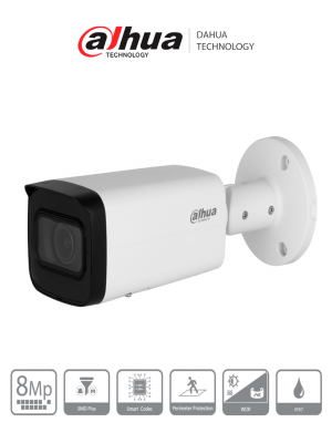 DAHUA DH-IPC-HFW2841T-ZS Cámara IP Bullet de 8 Megapíxeles/ Motorizado/ IR de 60 Mts/ 113°/ H.265+/ SMD+/ Protección Perimetral/ Ranura para MicroSD/ WDR/ 3D NR/ HLC/ BLC / IP67 - Image 1