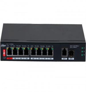 DAHUA PFS3110-8ET1GT1GF-96 -Switch PoE de 10 Puertos/8 Puertos Poe 10/100/1Puerto SFP de1000 Mbps/1 Puerto Uplink de 10/100/1000/ 96 Watts Totales/ Alimentación hasta 250 Mts/Soporta PoE Whatchdog/Puerto Rojo soporta IEEE 802.3bt/ - Image 2