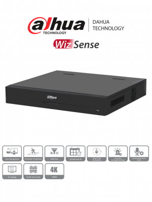 DAHUA DH-XVR5416L-4KL-I3 - DVR de 16 canales, resolución 4K, WizSense, H.265+, IA avanzada, 4 bahías para discos duros, soporte para 16 canales IP adicionales (32 en total), 2 canales de reconocimiento facial, SMD Plus, y funciones IoT y POS. - Image 1