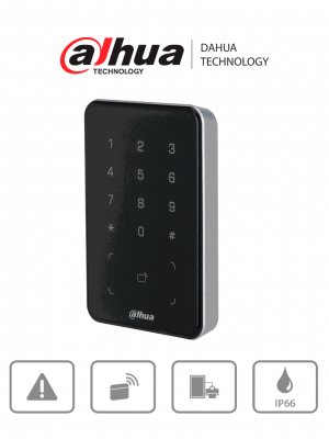 DAHUA DHI-ASR2101A - Lectora de Tarjetas MiFare con Teclado Touch/ para Password/ Conexión RS-485 y Wiegand/ Leds Rojo y Verde/ Fondo de Luz Azul - Image 1