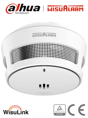 DAHUA WISUALARM DHI-HY-SA40A-R8 - Detector de Humo Inalambrico (Interconectable Hasta 24 Disp), Sensor Fotoeléctrico, Sonido de Alarma de 85dB, Alarma Visual y Audible, Batería de 10 años, Certificaciones TÜV and CE, - Image 1