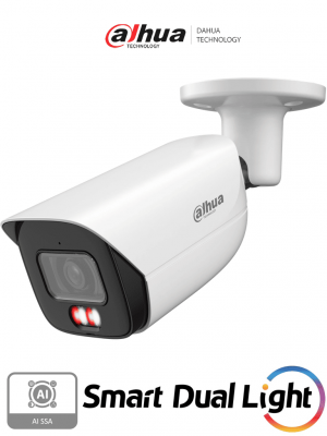 DAHUA DH-IPC-HFW3249E-S-IL - Cámara IP Bullet de 2 MP/ WizSense/Iluminador dual/ Lente de 2.8 mm/ 107° de Apertura/ Micrófono integrado/ IR de 50 m / SMD 4.0 / AI SSA / Quick Pick/ Ranura MicroSD/ WDR Real de 120 dB / PoE / IP67 / - Image 1