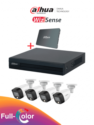 DAHUA KIT/XVR1B04-I-SSD512G4HFW1209 - Kit FullColor de 4 Canales con SSD de 512GB/ 4 Camaras Full Color de 2 Megapixeles con Microfono/ DVR Cooper-I WizSense/ Con IA/ 4 Ch+1 IP/ Accesorios Incluidos/ - Image 1