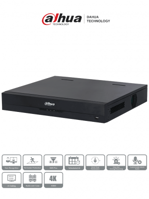 DAHUA DH-XVR5432L-I3 - DVR de 32 canales 5MP Lite con IA WizSense, H.265+, 4 bahías para HDD, 32 canales IP, 2 canales de reconocimiento facial, SMD Plus, codificación IA, Onvif, funciones IoT & POS. - Image 1