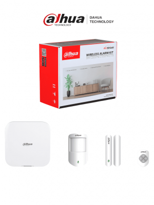 DAHUA ART-ARC3800H-03-W2 -Kit de Alarma Inalámbrico Hub2, WiFi y Ethernet, incluye panel de alarma Hub2, Soporta audio 2 vías, incluye sensor de movimiento, contacto magnético y control remoto, hasta 8 cámaras IP, audio 2 vías,64 PIR Cams - Image 1
