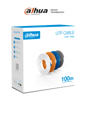 DAHUA PFM920I-6UN-C-100 - Bobina de 100 Mts de Cable UTP Cat6/ 100% Cobre/ Color Blanco/ Cubierta Retardante de Flama con Certificación CE CPR Eca/ Ideal para Video y Redes/ - Image 1
