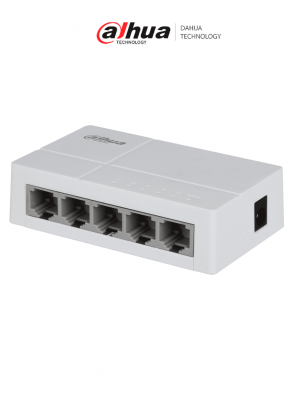 DAHUA DH-SF1005L - Switch para Escritorio 5 Puertos Fast Ethernet con velocidad de transmisión de 10/100 Mbps en un diseño compacto. Su capa 2 soporta un switching de hasta 1 Gbps y una velocidad de reenvío de 0.744 Mbps. - Image 1