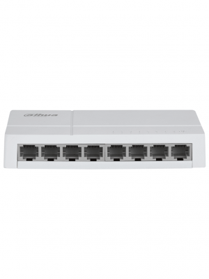 DAHUA DH-SF1008L - Switch de Escritorio con 8 puertos Fast Ethernet (10/100 Mbps), diseño compacto de capa 2, con capacidad de switching de 1.6 Gbps y velocidad de reenvío de paquetes de 1.19 Mpps. Ideal para redes eficientes y compactas. - Image 2
