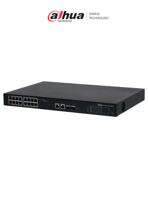 DAHUA DH-S4101-16ET2GF-240-C  Switch PoE Administrable en la nube de 18 Puertos Ethernet/ 16 Puertos PoE/ 240 Watts Totales/ 2 Puertos SFP/2 Puertos Uplink/ PoE Watchdog/ Switching 7.2 Gbps/ Plataforma Dolynlk care - Image 1