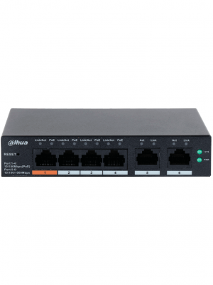 DAHUA CS4006-4ET-60 - Switch PoE de 6 Puertos Administrable/ 4 Puertos PoE 10/100/ 2 Puertos Uplink 10/100/1000/ 60 Watts Totales/ Administrable en la Nube/ PoE Hasta 250 Metros/ Carcasa Metalica/ Switching 4.8 Gbps/ - Image 2