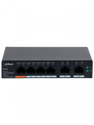 DAHUA CS4006-4GT-60 - Switch PoE de 6 Puertos Gigabit/ 4 Puertos PoE 10/100/1000/ 2 Puertos Uplink 10/100/1000/ 60 Watts Totales/ Administrable en la Nube por DoLynk Care/ PoE Hasta 250 Metros/ Carcasa Metalica/ Switching 12 Gbps - Image 2
