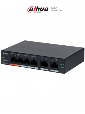 DAHUA CS4006-4GT-60 - Switch PoE de 6 Puertos Gigabit/ 4 Puertos PoE 10/100/1000/ 2 Puertos Uplink 10/100/1000/ 60 Watts Totales/ Administrable en la Nube por DoLynk Care/ PoE Hasta 250 Metros/ Carcasa Metalica/ Switching 12 Gbps - Image 1