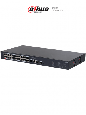DAHUA CS4226-24ET-240 - Switch PoE de 26 Puertos/ 24 Puertos PoE 10/100/ 2 Uplink 10/100/1000 + 2 Puertos SFP/ 240 Watts Totales/ / Administrable en la Nube por DoLynk Care/ PoE Hasta 250 Metros/ Carcasa Metalica/ Switching 8.8 Gbps/ - Image 1