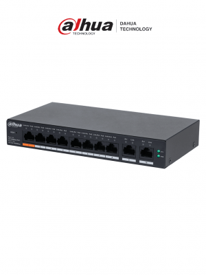 DAHUA DH-CS4010-8ET-60 Switch Poe de 8 Puertos / Poe Inteligente/ 60Watts Totales/ 2 Puertos uplink/ Switching 4.8Gbps/ Protección de Descargas/ DoLynk Care/ - Image 1