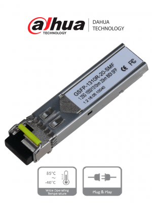 DAHUA GSFP1310R20SMF- MODULO FIBRA OPTICA SFP MONOMODO/ TRASMISION BIDIRECCIONAL/ CONECTOR LC/ HASTA 20KM/TX 1550nm,RX 1310nm - Image 1