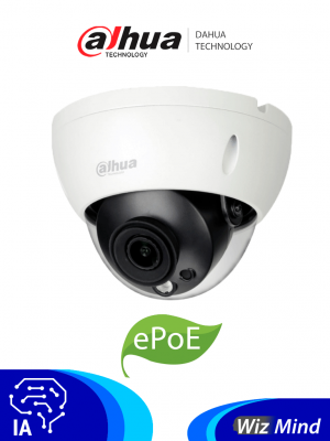 DAHUA IPC-HDBW5241RN-ASE - Cámara IP Antivandálica Resolución de 2 MP/ Lente 2.8 mm/ ∢ 106°/ IR 50 mts/ IA WizMind/ Detección Facial/ Protección Perimetral/ Conteo de Personas/ Starlight/ ePoE/ WDR/ H.265/ IP67/ IK10/ E&S Alarma/ E&S Audio/ - Image 1