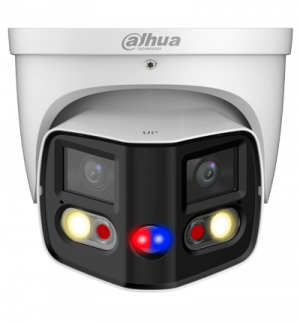 DAHUA IPC-PDW3849-A180-AS-PV Cámara IP WizSense Eyeball con multivisión en dos sensores de 4MP, ofreciendo un ángulo de 180°. Con IR de 25 m, LED de 20 m, disuasión activa, ePTZ, micrófono, altavoz, y protección IP67. - Image 2