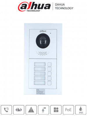 DAHUA PAQ2VTO4202F - Paquete Modular de Frende de Calle para 5 Departamentos/ Incluye Camara de 2 Megapixeles/ Modulo de 5 Botones/ Caja y Panel Frontal/ Apertura Remota/ Notificación APP/ Funcion P2P - Image 1