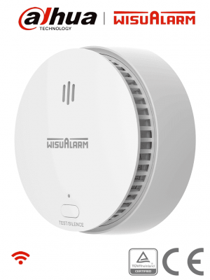 DAHUA WISUALARM HY-SA2FA - Detector Inteligente de Humo WiFi 2.4 Ghz, Sensor Fotoeléctrico, Sonido de Alarma de 85dB, Alarma Visual y Audible, Envía Notificaciones en Tiempo Real a APP, Certificaciones TÜV and CE, - Image 1