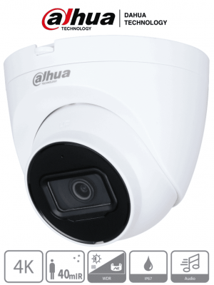 DAHUA HAC-HDW1801TQN-A - Camara Domo 4k/ 8 Megapixeles con Microfono Integrado/ Lente de 2.8mm/ 106 Grados de Apertura/ IR de 40 Metros/  Super Adapt/ Instalación Rapida/ WDR Real de 120 dB/ IP67/ Soporta: CVI/CVBS/AHD/TVI/ - Image 1