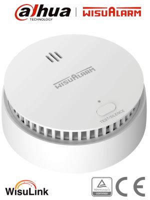DAHUA WISUALARM DHI-HY-SA30A-R8-Detector de Humo Inalámbrico(Interconectable Hasta 24 Disp) Sensor Fotoeléctrico, Sonido de Alarma de 85dB, Alarma Visual y Audible,Batería Sellada de hasta 10años,Certificaciones TÜV and CE - Image 1