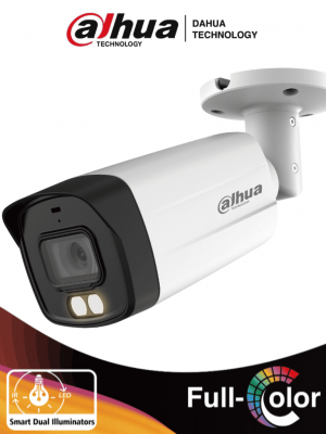 DAHUA HAC-HFW1509TMN-IL-A - Cámara Bullet de 5 MP con Iluminador Dual Inteligente y Full Color. Equipado con lente de 2.8 mm y un ángulo de visión de 111° y con micrófono integrado. Ofrece iluminación visible hasta 40 mts, WDR de 130 dB - Image 1