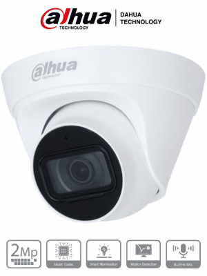 DAHUA IPC-HDW1230T1-A-S5-Cámara IP Domo 2MP con lente de 2.8 mm, ángulo de visión de 102 grados, micrófono integrado, IR de 30m, IP67, PoE, DWDR. - Image 1
