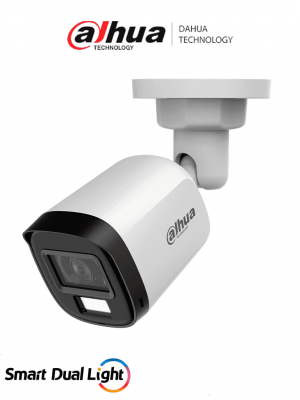 DAHUA DH-HAC-B1A51N-U-IL-A -Cámara Bullet de 5 MP Serie Cooper/ Lente 2.8 mm Apertura Hasta 106°/ Iluminación Dual Inteligente/ Iluminación Hasta 30Mts con IR +20Mts Luz Calida/ Micrófono Incorporado/ Plástico/ Para ExteriorIP67 - Image 1