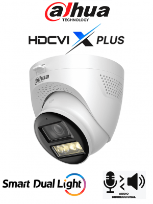 DAHUA DH-HAC-HDW1500TQN-IL-T - Cámara Domo 5MP/ Mic Integrado y Audio Bidirec/ Iluminación Dual Mediante IR y Luz Calida/ Hasta 40 Mts de Iluminación/ Lente de 2.8mm Apertura Hasta 111°/ 3DNR Para Reducción de Ruido/ IP67/ Policarbonato + Metal - Image 1