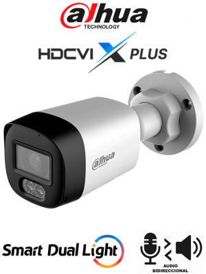 DAHUA DH-HAC-HFW1500RLN-IL-T - Cámara Bullet Full Color de 5 Megapixeles/ Audio 2 vías/ Iluminador Dual Inteligente Mediante IR y Luz Calida/ Leds para 20 Metros/ DNR Para Reducción de Ruido en Imagen/ WDR de 120 dB/ Lente de 2.8 mm/ Policarbonato - Image 1