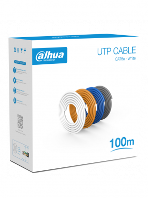 DAHUA PFM920I-5EU-U-100 - Bobina de 100 Mts de Cable UTP Cat5e/ 100% Cobre/ Color Blanco/ Cubierta Retardante de Flama con Certificacación ANSI/ UL CM/ Ideal para Video y Redes/ - Image 1