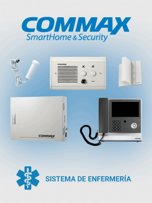 COMMAX ENFERMERIAPACK10 - Paquete de solución de enfermería para 10 habitaciones de Hospital/ Incluye unidad central, unidad de enfermería, 10 subestaciones de cama, 10 botones pulsadores y 10 luces de corredor - Image 1