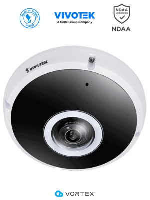 VIVOTEK FE931-EHV- Cámara IP VORTEX Premium Series Fisheye exterior 12 Megapixeles, IR 20m, WDR Pro, Micrófono integrado, IP66, IK10, NDAA, Almacenamiento interno 512GB, Advanced AI - Image 1