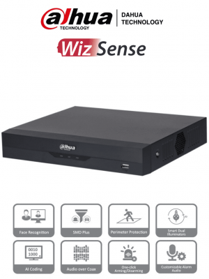 DAHUA XVR5104HS-I3 - DVR de 5MP Lite con WizSense. Soporta 4 canales + 2 IP o hasta 6 canales IP. Reconocimiento facial y protección perimetral en 1 canal, incluye SDM Plus, codificación H.265+, y funciones para IoT & POS/ 1 puerto SATA/ - Image 1