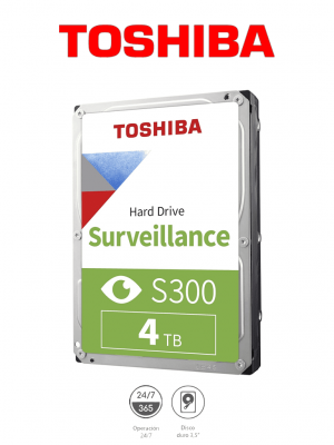 TOSHIBA HDWT840UZSVA - Disco Duro de 4 TB, Serie S300 especial para videovigilancia, ideal para trabajo 24/7, interfaz SATA 3.5", 5400 rpm, 128 MB, hasta 64 cámaras - Image 1