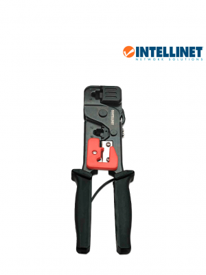 INTELLINET 210836 - PINZA P/CRIMPEAR RJ11-6P4C, 6P2C/RJ11 RJ12-6P6C RJ45-8P8C, 8P6C, 8P4C, 8P2C/ Corta y quita el forro del cable / Fabricada en Acero al carbón / Mango Antiderrapante / - Image 1