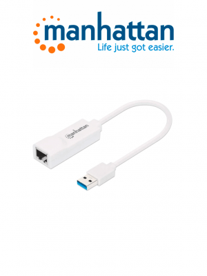 MANHATTAN 506847 Adaptador de Súper Velocidad USB 3.0 a RJ-45 GB Ethernet 10/100/1000 Mbps Gigabit Ethernet, Súper Velocidad USB 3.0 - Image 1