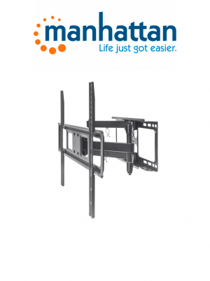 MANHATTAN 461351 Soporte Universal de Pared para TV, con Movimiento Completo, Básico / Soporta una TV de pantalla plana o curva de 37 a 70" de hasta 40 kg (88 lbs.); Opciones de ajuste de inclinación, giro y nivel; Negro - Image 1
