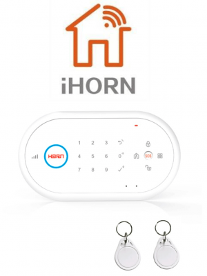 IHORN ND1 - Panel De Alarma Comunicación 2G. 32 Zonas Inalámbricas Incluye Fuente y 2 Llaveros RFID Para armar y desarmar (Verificar Tipo De Comunicación En Su Zona) - Image 1