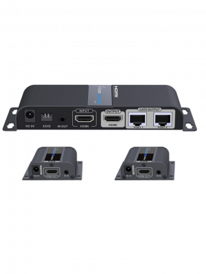 SAXXON LKV712PRO- Kit extensor HDMI de 2 Puertos/ Hasta 40 metros/ CAT6/ 6A/ 7/ Resolucion 1080p/ loop HDMI/ Transmisor IR/ Plug and play - Image 1