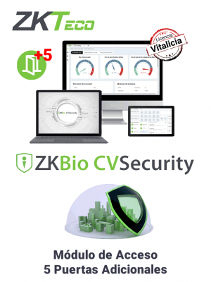 ZKTECO ZKBIOCVACADDONP5 - Modulo Vitalicio de Control de Acceso para Agregar 5 Puertas adicionales en BioCVSecurity / Se necesita tener una licencia base - Image 1