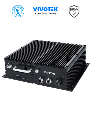 VIVOTEK NV9321P - NVR móvil 8 canales, 2 Bahias SSD 2.5", 8 puertos PoE M12, 1 puerto GE, 1 puerto HDMI, 1 puerto VGA, G-Sensor, GPS, 8xDI/4xDO, Salida de audio, EN50155:2021, MIL-STD-810G, ONVIF, WiFi (opcional), LTE (opcional) - Image 1