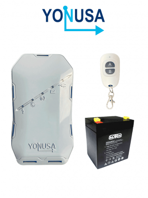 YONUSA EYHS1BAT Energizador de nueva generación para solución de cerco eléctrico. Cubre 500 metros lineales o 100 metros en 5 líneas  y batería de respaldo de 12VDC a 4.5 Ah - Image 1
