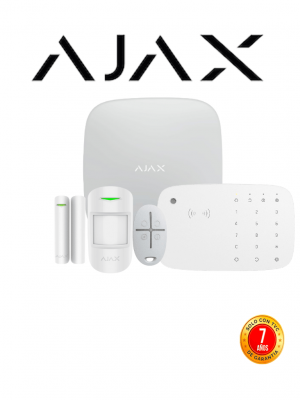 AJAX KIT RES KEYPADCOMBI - Panel de alarma Ethernet/4G color Blanco/ APP “AJAX PRO” iOS y Android, 1 sensor de movimiento, 1 detector para puerta/ventana, 1 Teclado táctil inalám con sirena incluida y lector DESFire, 1 Llavero inalám - Image 1