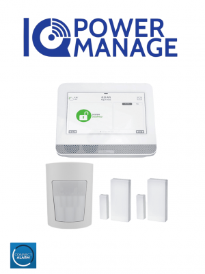 QOLSYS IQ4HUB POWER MANAGE PACK - Paquete que contiene Sistema de Alarma IQ4 HUB autocontenido, con pantalla táctil de 7", 1 sensor PIR inalámbrico PGP9914 y 2 sensores magnéticos inalámbricos PG9303 - Image 1