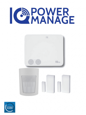 QOLSYS IQ4NS POWER MANAGE PACK - Paquete que contiene Sistema de Alarma IQ4 NS autocontenido sin pantalla, 1 sensor PIR inalámbrico PGP9914 y 2 sensores magnéticos inalámbricos PG9303 - Image 1